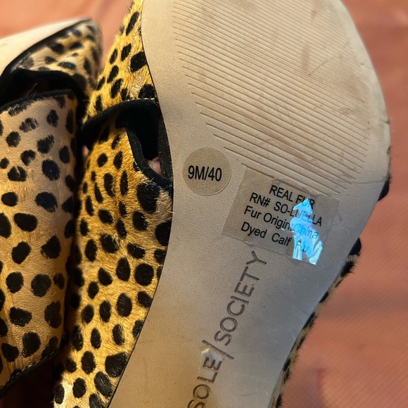 Society Leopard Print Calf Hair Sandals - Picture 5 of 6